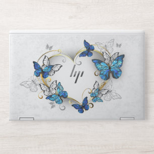 Jewelry Heart with Butterflies Morpho HP Laptop Skin
