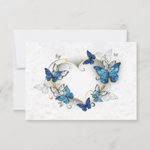 Jewelry Heart with Butterflies Morpho Invitation