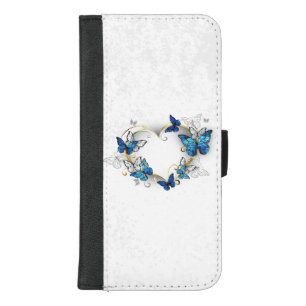 Jewelry Heart with Butterflies Morpho iPhone 8/7 Plus Wallet Case