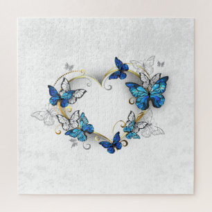 Jewelry Heart with Butterflies Morpho Jigsaw Puzzle
