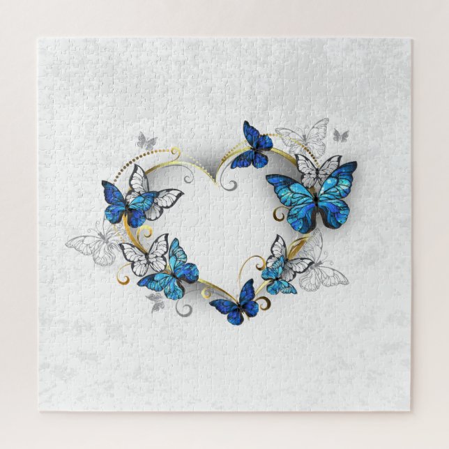 Jewelry Heart with Butterflies Morpho Jigsaw Puzzle (Vertical)