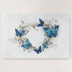 Jewelry Heart with Butterflies Morpho Jigsaw Puzzle