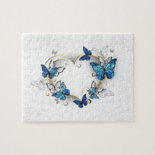 Jewelry Heart with Butterflies Morpho Jigsaw Puzzle