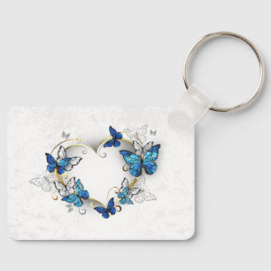 Jewelry Heart with Butterflies Morpho Keychain