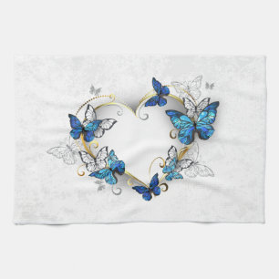 Jewelry Heart with Butterflies Morpho Kitchen Towel