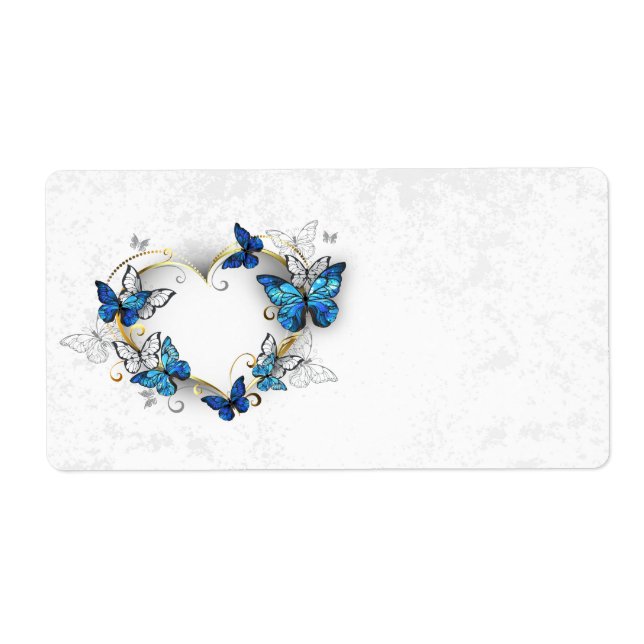 Jewelry Heart with Butterflies Morpho Label (Front)