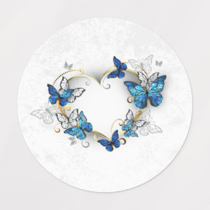Jewelry Heart with Butterflies Morpho Labels
