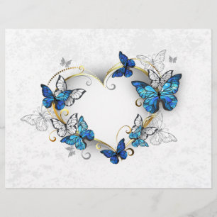 Jewelry Heart with Butterflies Morpho Letterhead