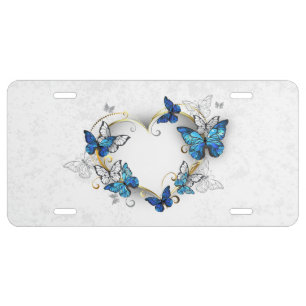 Jewelry Heart with Butterflies Morpho License Plate
