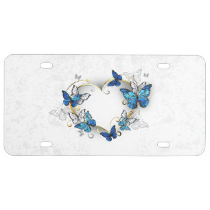 Jewelry Heart with Butterflies Morpho License Plate