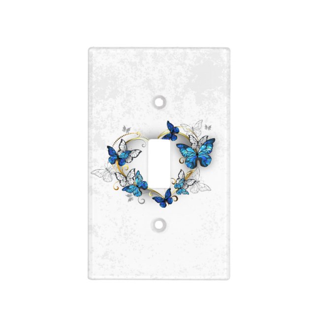 Jewelry Heart with Butterflies Morpho Light Switch Cover (Front)
