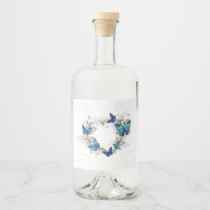 Jewelry Heart with Butterflies Morpho Liquor Bottle Label