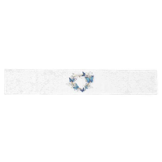 Jewelry Heart with Butterflies Morpho Long Table Runner (Horizontal)