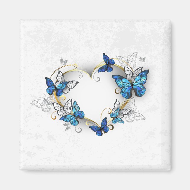 Jewelry Heart with Butterflies Morpho Magnet (Front)