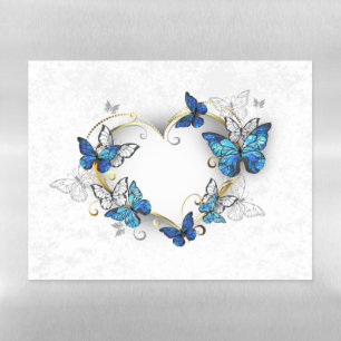 Jewelry Heart with Butterflies Morpho Magnetic Dry Erase Sheet