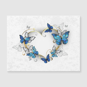 Jewelry Heart with Butterflies Morpho Magnetic Invitation