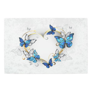 Jewelry Heart with Butterflies Morpho Metal Print