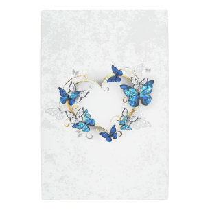 Jewelry Heart with Butterflies Morpho Metal Print