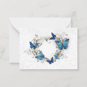 Jewelry Heart with Butterflies Morpho Note Card