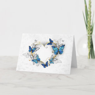 Jewelry Heart with Butterflies Morpho Note Card