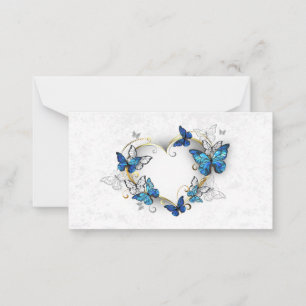 Jewelry Heart with Butterflies Morpho Note Card