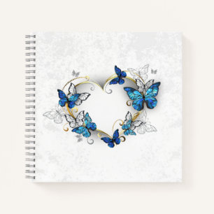 Jewelry Heart with Butterflies Morpho Notebook