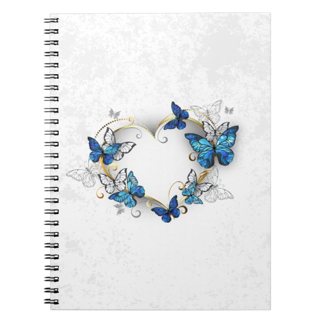 Jewelry Heart with Butterflies Morpho Notebook (Front)