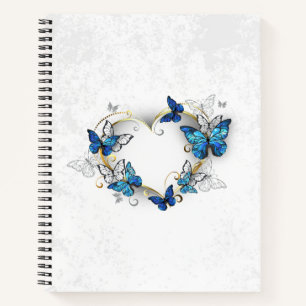 Jewelry Heart with Butterflies Morpho Notebook