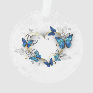 Jewelry Heart with Butterflies Morpho Ornament