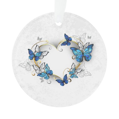 Jewelry Heart with Butterflies Morpho Ornament