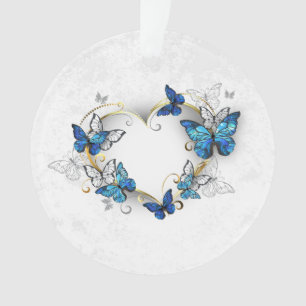 Jewelry Heart with Butterflies Morpho Ornament
