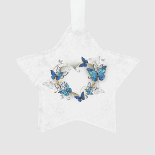 Jewelry Heart with Butterflies Morpho Ornament