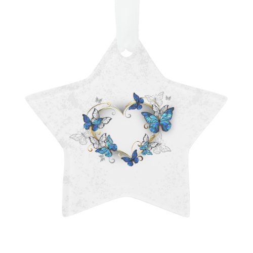 Jewelry Heart with Butterflies Morpho Ornament