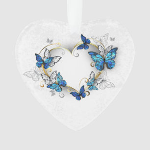 Jewelry Heart with Butterflies Morpho Ornament