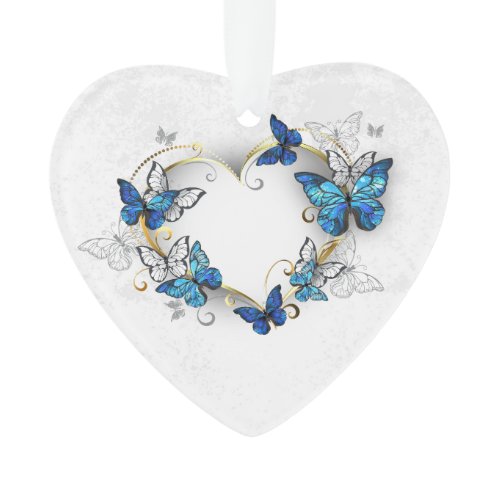 Jewelry Heart with Butterflies Morpho Ornament