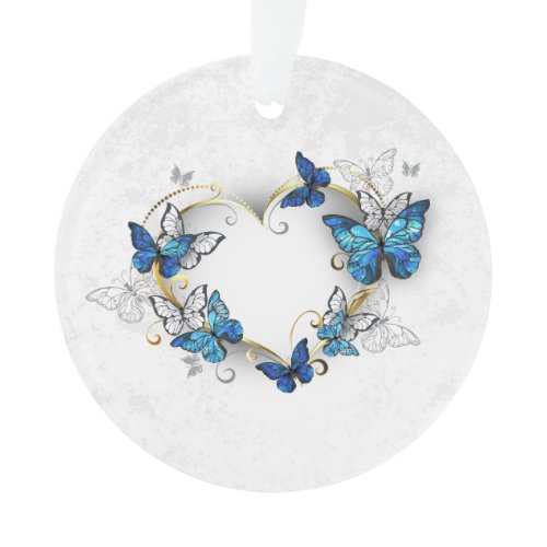 Jewelry Heart with Butterflies Morpho Ornament