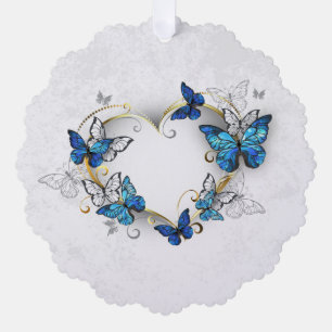 Jewelry Heart with Butterflies Morpho Ornament Card