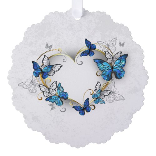 Jewelry Heart with Butterflies Morpho Ornament Card