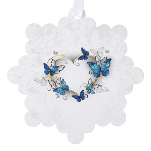 Jewelry Heart with Butterflies Morpho Ornament Card