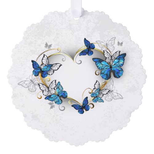Jewelry Heart with Butterflies Morpho Ornament Card