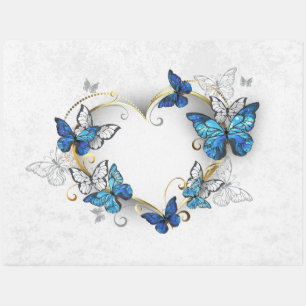 Jewelry Heart with Butterflies Morpho Outdoor Rug