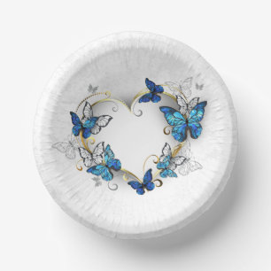Jewelry Heart with Butterflies Morpho Paper Bowls