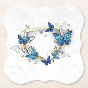 Jewelry Heart with Butterflies Morpho Paper Coaster