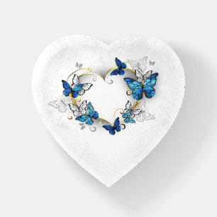 Jewelry Heart with Butterflies Morpho Paperweight