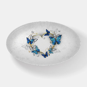 Jewelry Heart with Butterflies Morpho Paperweight