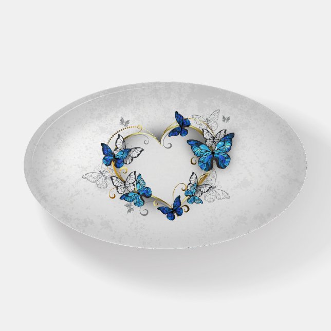 Jewelry Heart with Butterflies Morpho Paperweight (Front)