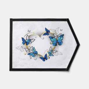 Jewelry Heart with Butterflies Morpho Pennant