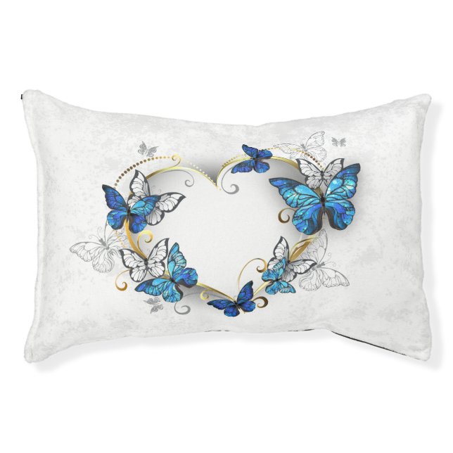 Jewelry Heart with Butterflies Morpho Pet Bed (Front)
