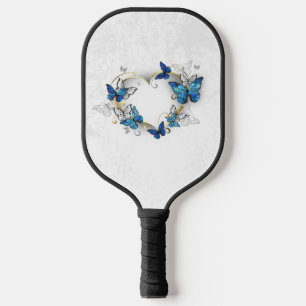 Jewelry Heart with Butterflies Morpho Pickleball Paddle