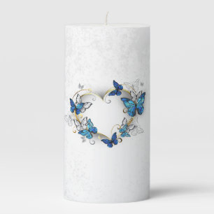 Jewelry Heart with Butterflies Morpho Pillar Candle